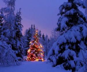 пазл Рождественская елка в лесу